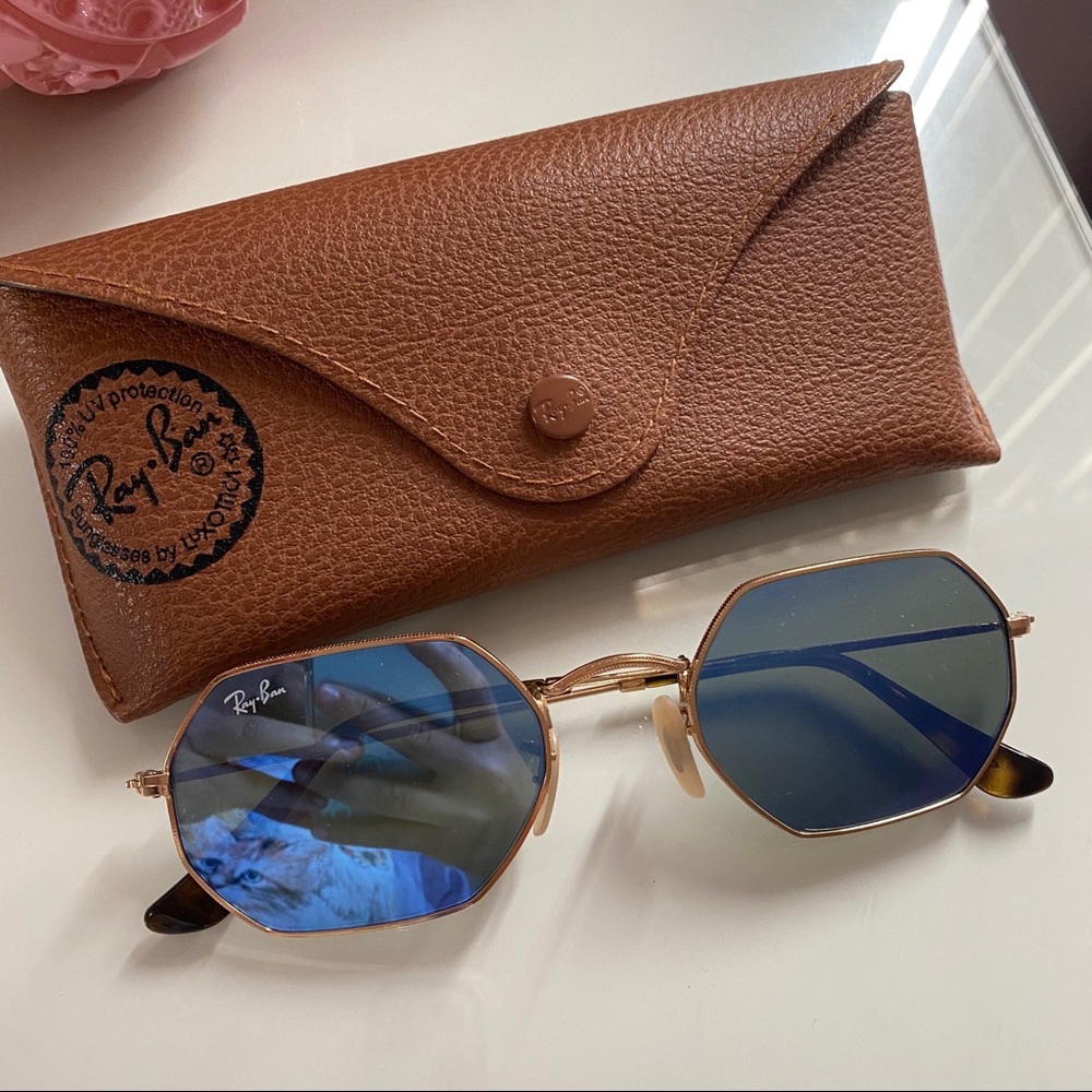 Ray-Ban Hexagonal Frames (Gold + Blue)